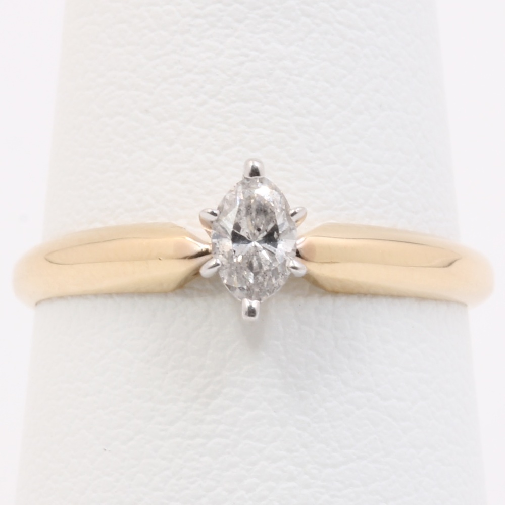 1/4 Carat Solitaire Diamond Gold Engagement Ring - Picture 2 of 7